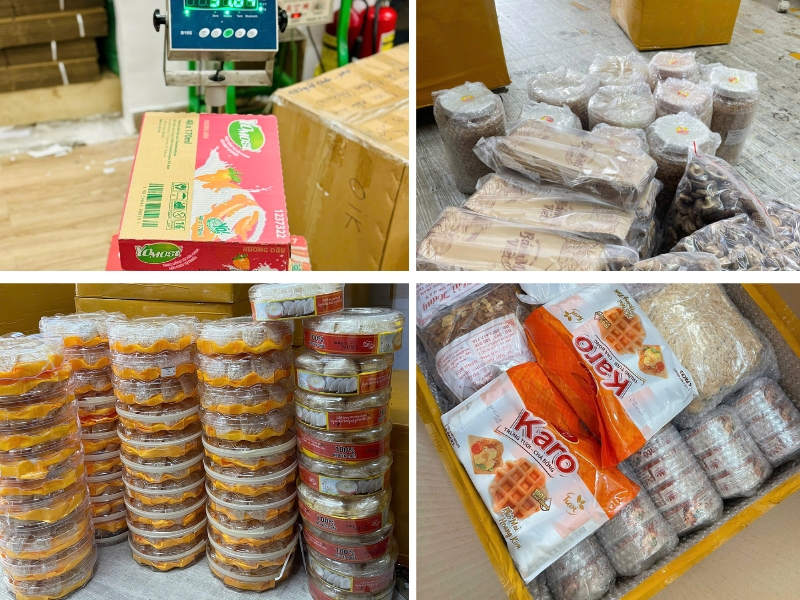 Một số loại mặt hàng bà còn hay gửi sang Hàn dịp Tết.