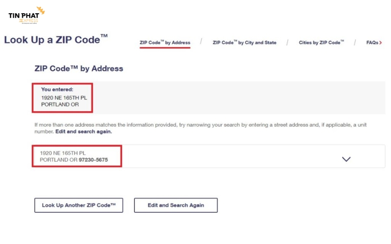 Nên tra cứu mã ZIP tại web USPS để đảm bảo chính xác và an toàn.