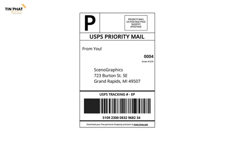 Ví dụ về nhãn địa chỉ đúng chuẩn USPS.