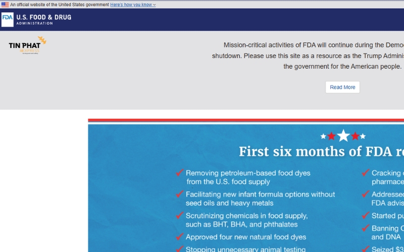 Khách hàng có thể tìm hiểu về các quy định của FDA tại trang web chính thống fda.gov.