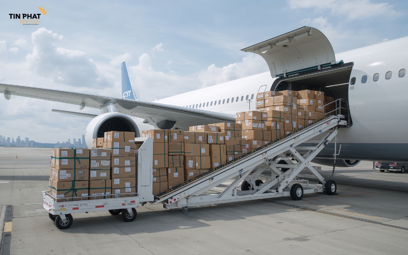 Sau khi đóng gói và khai báo xong, hàng được chuyển đến sân bay quốc tế (Tân Sơn Nhất, Nội Bài, Đà Nẵng).
