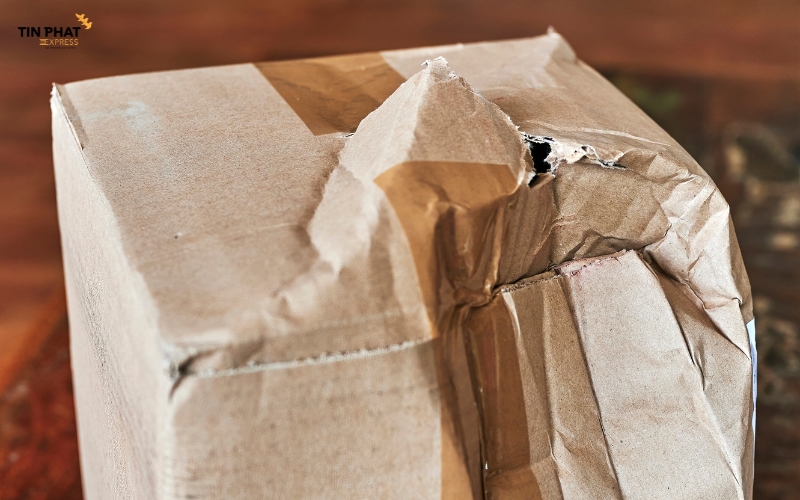 Thùng carton yếu, ẩm ướt, không đủ cứng. Không có vật liệu đệm (túi khí, xốp nổ) rất dễ làm bể vỡ hàng hóa. 