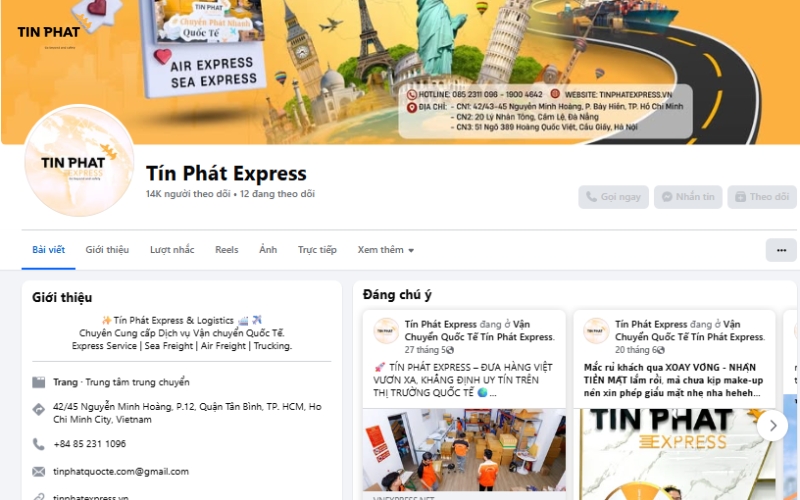 Liên ghệ Fanpage Tín Phát Express hoặc hotline để được báo giá nhanh nhất. 
